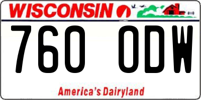 WI license plate 760ODW