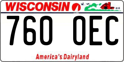 WI license plate 760OEC