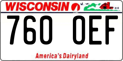 WI license plate 760OEF