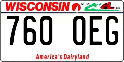 WI license plate 760OEG