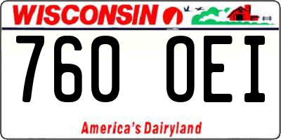 WI license plate 760OEI