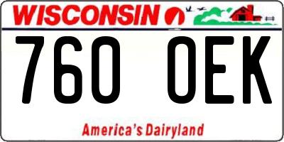 WI license plate 760OEK