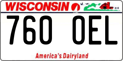 WI license plate 760OEL