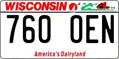 WI license plate 760OEN