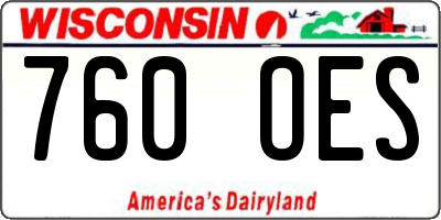 WI license plate 760OES