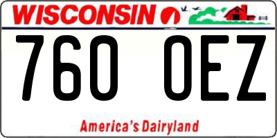 WI license plate 760OEZ