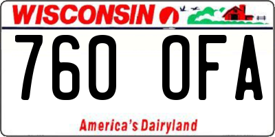 WI license plate 760OFA