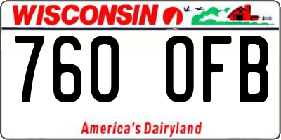 WI license plate 760OFB