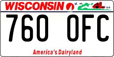WI license plate 760OFC