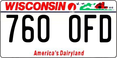 WI license plate 760OFD