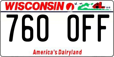 WI license plate 760OFF