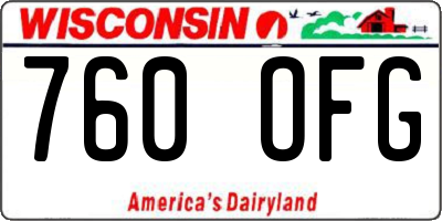 WI license plate 760OFG