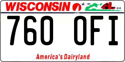 WI license plate 760OFI