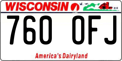 WI license plate 760OFJ