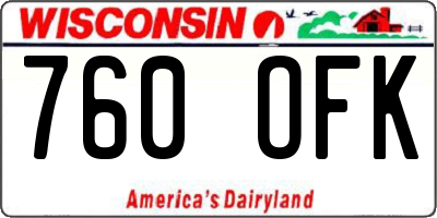 WI license plate 760OFK