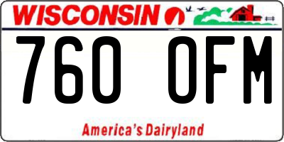 WI license plate 760OFM