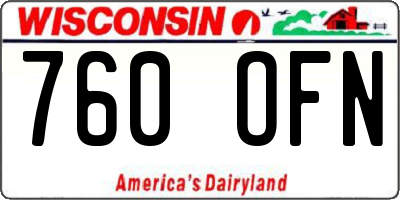 WI license plate 760OFN