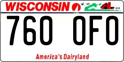 WI license plate 760OFO