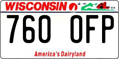 WI license plate 760OFP