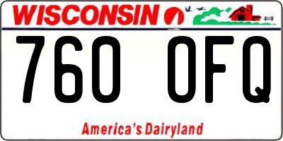 WI license plate 760OFQ