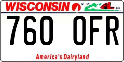 WI license plate 760OFR