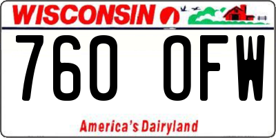 WI license plate 760OFW