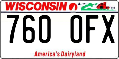 WI license plate 760OFX