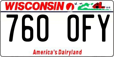WI license plate 760OFY