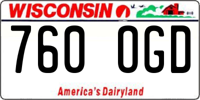 WI license plate 760OGD