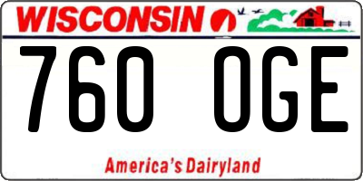 WI license plate 760OGE