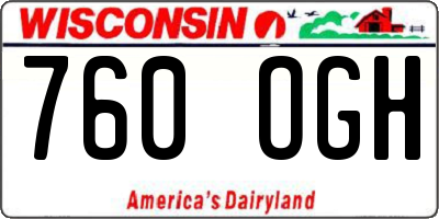 WI license plate 760OGH