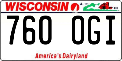 WI license plate 760OGI