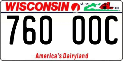 WI license plate 760OOC