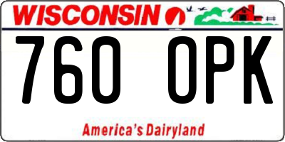 WI license plate 760OPK