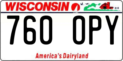 WI license plate 760OPY