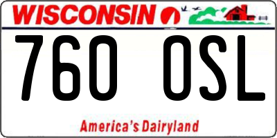 WI license plate 760OSL