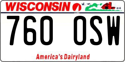WI license plate 760OSW