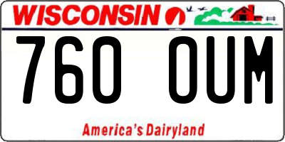 WI license plate 760OUM