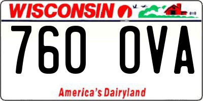 WI license plate 760OVA