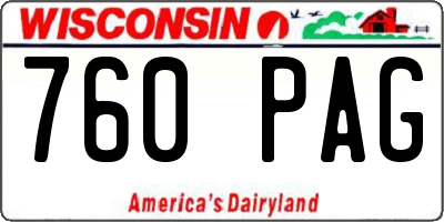 WI license plate 760PAG