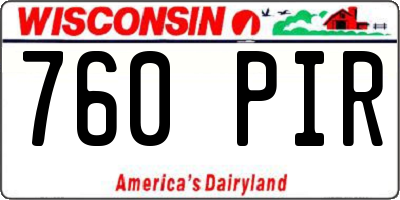 WI license plate 760PIR