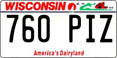 WI license plate 760PIZ