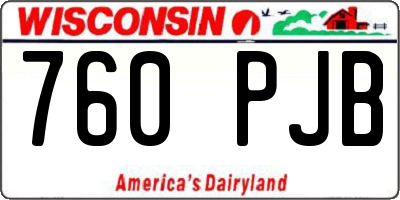 WI license plate 760PJB