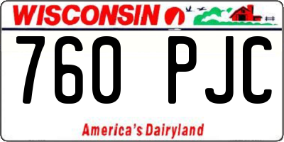 WI license plate 760PJC