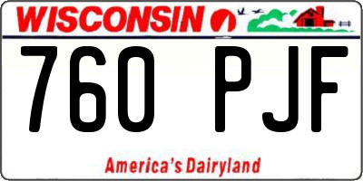 WI license plate 760PJF
