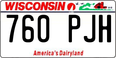 WI license plate 760PJH