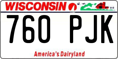 WI license plate 760PJK