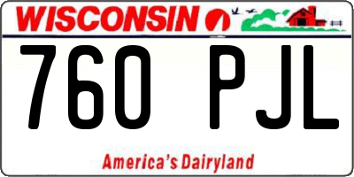 WI license plate 760PJL