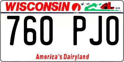 WI license plate 760PJO