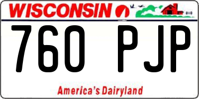 WI license plate 760PJP